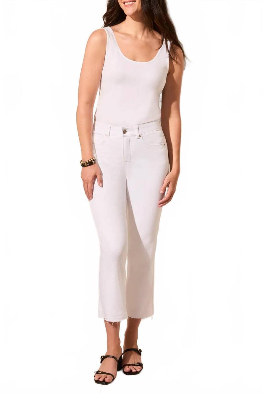 NEW TRIBAL sophia microflare crop jeans in white